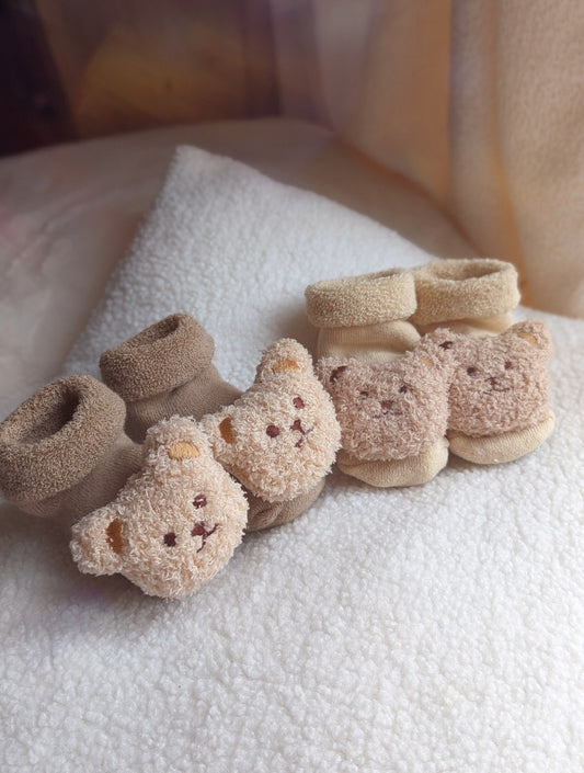 Fluffy Teddy Bear Baby Socks